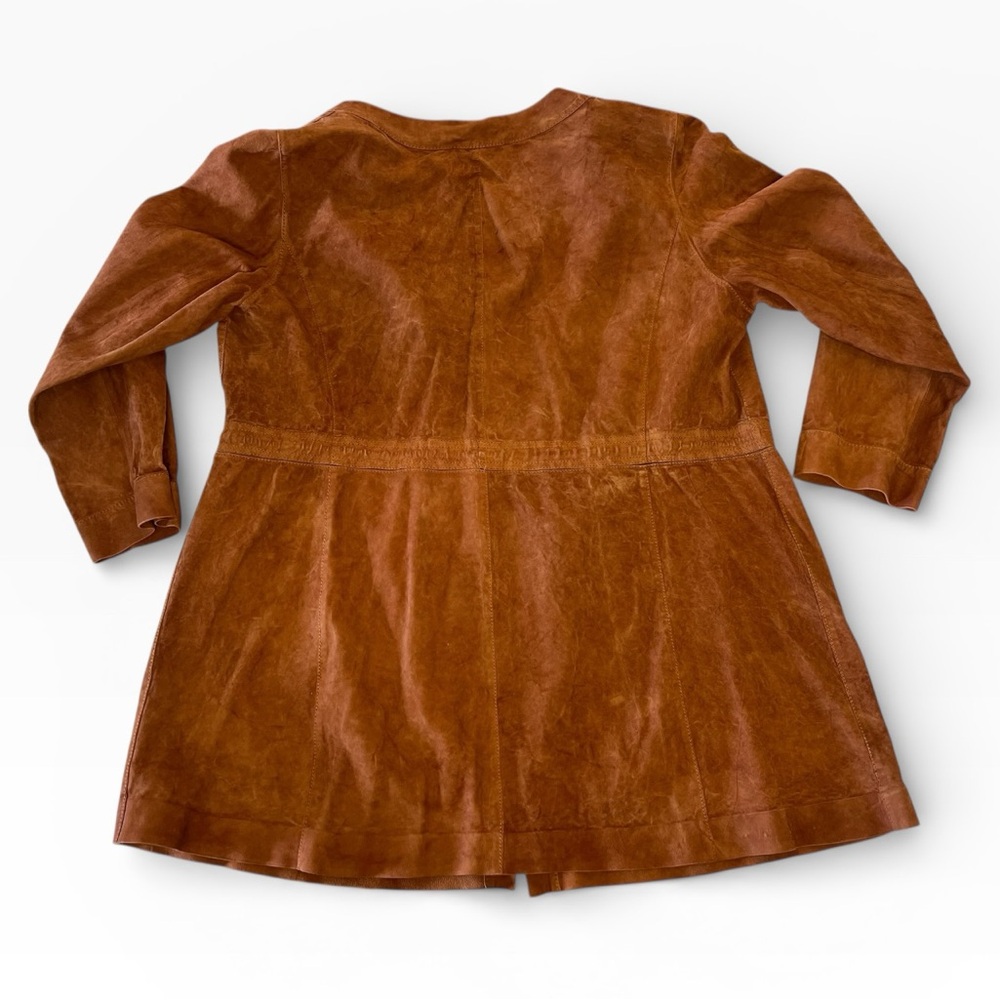 Suede Drawstring Waist Jacket - Brown - image 4